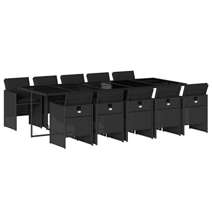 Set da Pranzo da Giardino 11 pz con Cuscini in Polyrattan Nero | homemem39