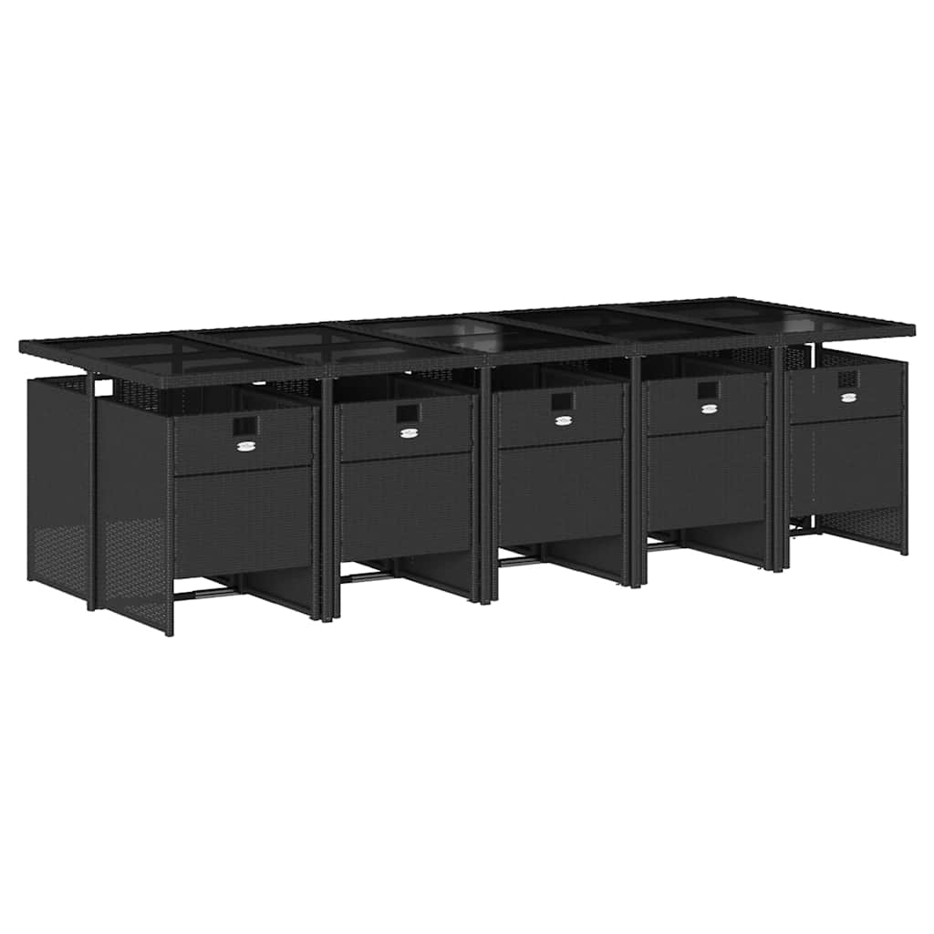 Set da Pranzo da Giardino 11 pz con Cuscini in Polyrattan Nero | homemem39