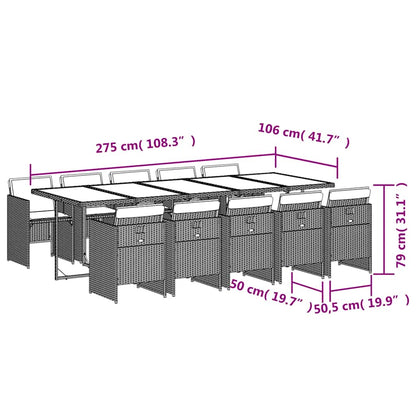 Set da Pranzo da Giardino 11 pz con Cuscini in Polyrattan Nero | homemem39