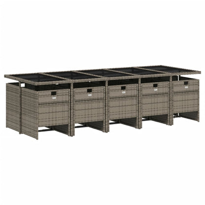 Set da Pranzo da Giardino 11pz con Cuscini in Polyrattan Grigio - homemem39
