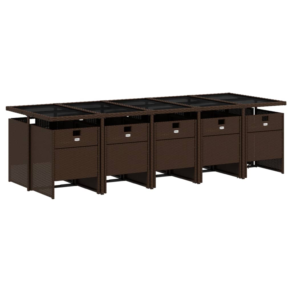 Set da Pranzo da Giardino 11 pz con Cuscini Polyrattan Marrone - homemem39