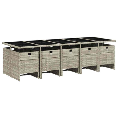 Set Pranzo Giardino 11pz con Cuscini Grigio Chiaro Polyrattan | homemem39