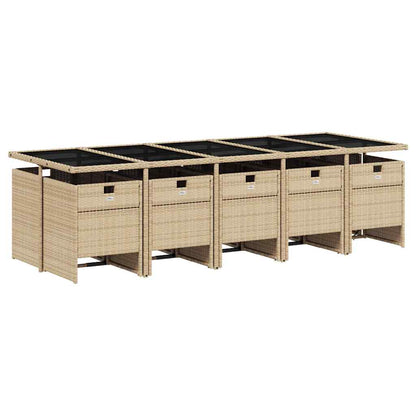 Set Pranzo da Giardino 11 pz con Cuscini Beige Misto Polyrattan | homemem39