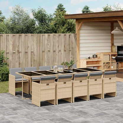 Set Pranzo da Giardino 11 pz con Cuscini Beige Misto Polyrattan | homemem39