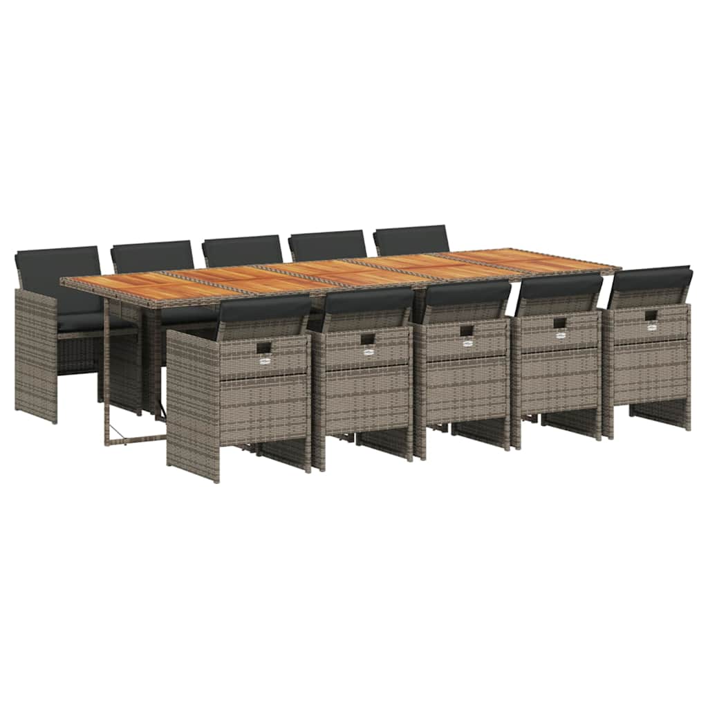 Set da Pranzo da Giardino 11pz con Cuscini in Polyrattan Grigio | homemem39