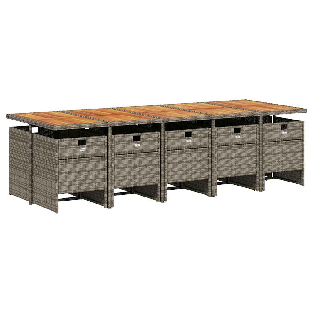 Set da Pranzo da Giardino 11pz con Cuscini in Polyrattan Grigio | homemem39