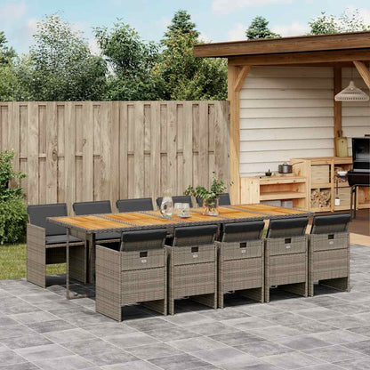 Set da Pranzo da Giardino 11pz con Cuscini in Polyrattan Grigio | homemem39