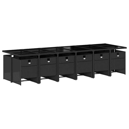 Set da Pranzo da Giardino 13pz con Cuscini Nero in Polyrattan | homemem39