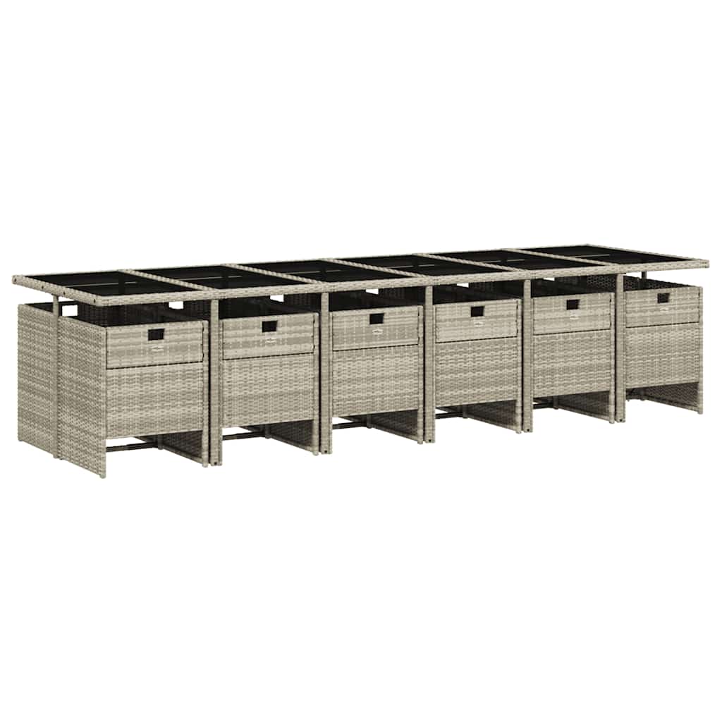 Set da Pranzo da Giardino 13pz con Cuscini Grigio in Polyrattan | homemem39