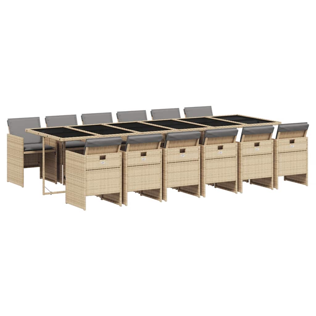 Set Pranzo da Giardino 13 pz con Cuscini Beige Misto Polyrattan | homemem39
