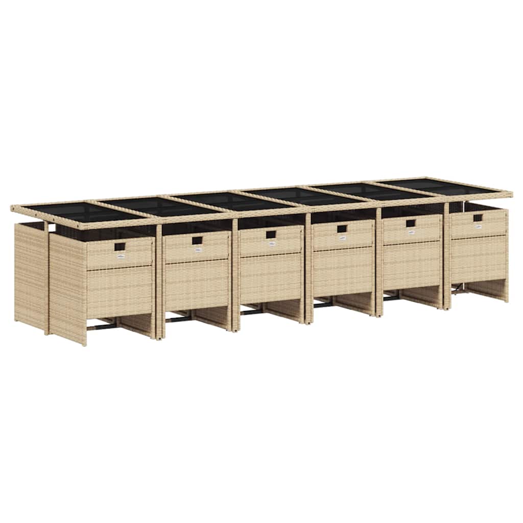 Set Pranzo da Giardino 13 pz con Cuscini Beige Misto Polyrattan | homemem39