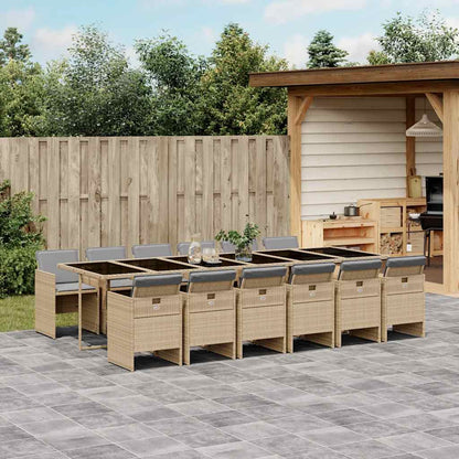 Set Pranzo da Giardino 13 pz con Cuscini Beige Misto Polyrattan | homemem39