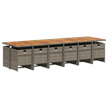 Set da Pranzo da Giardino 13pz con Cuscini Grigio in Polyrattan | homemem39