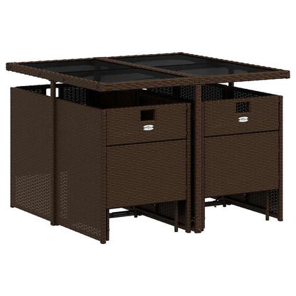 Set da Pranzo da Giardino 9pz con Cuscini Marrone in Polyrattan | homemem39