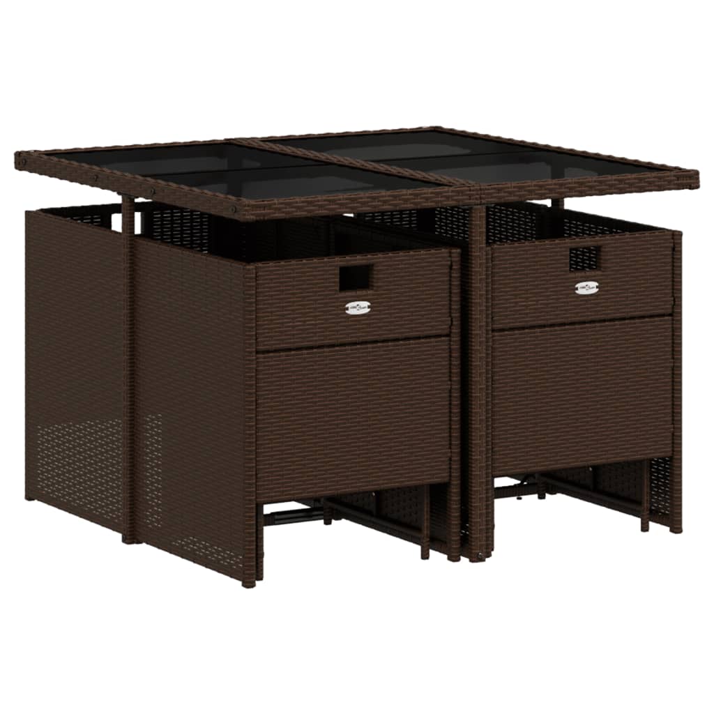 Set da Pranzo da Giardino 9pz con Cuscini Marrone in Polyrattan - homemem39