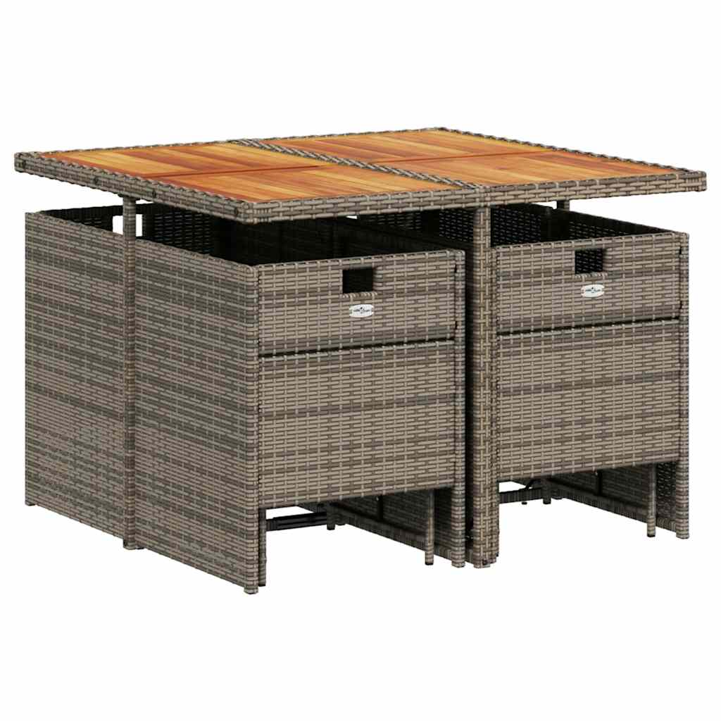 Set da Pranzo da Giardino 9 pz con Cuscini in Polyrattan Grigio | homemem39