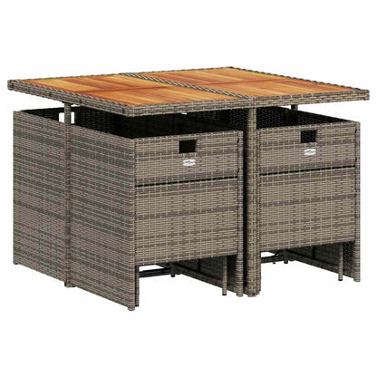 Set da Pranzo da Giardino 9 pz con Cuscini in Polyrattan Grigio | homemem39