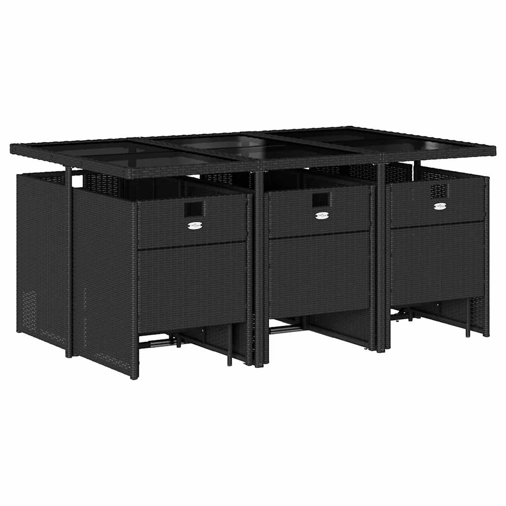 Set da Pranzo da Giardino 11 pz con Cuscini in Polyrattan Nero | homemem39