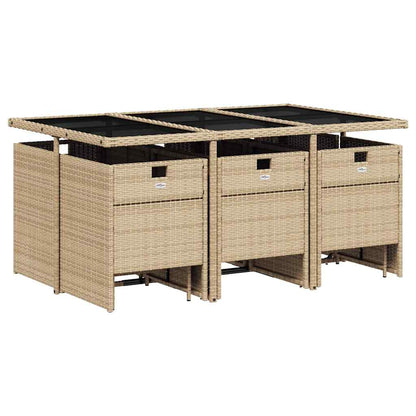 Set Pranzo da Giardino 11 pz con Cuscini Beige Misto Polyrattan | homemem39