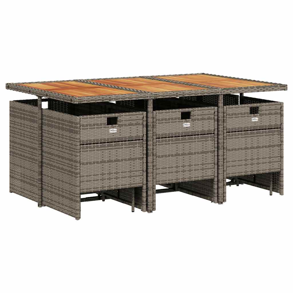 Set da Pranzo da Giardino 11pz con Cuscini in Polyrattan Grigio | homemem39