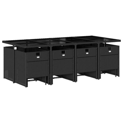 Set da Pranzo da Giardino 13pz con Cuscini Nero in Polyrattan | homemem39