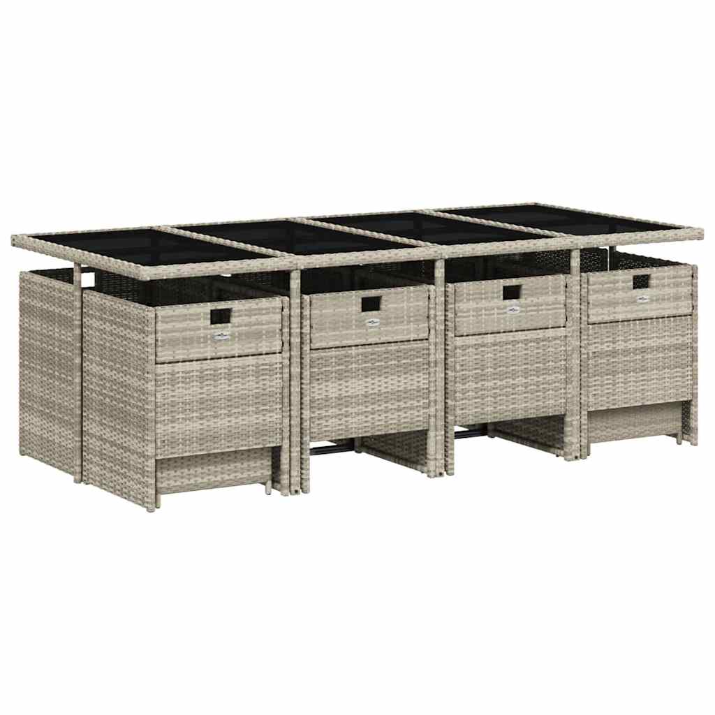 Set da Pranzo da Giardino 13pz con Cuscini Grigio in Polyrattan | homemem39