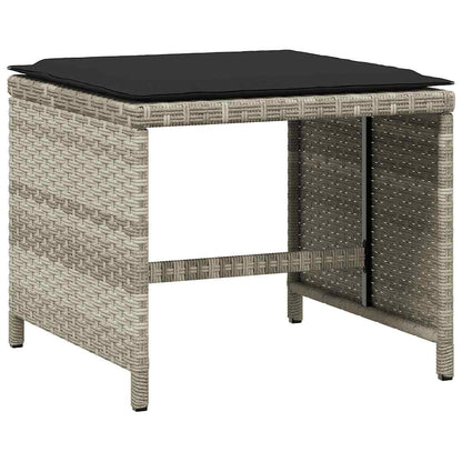 Set da Pranzo da Giardino 13pz con Cuscini Grigio in Polyrattan | homemem39