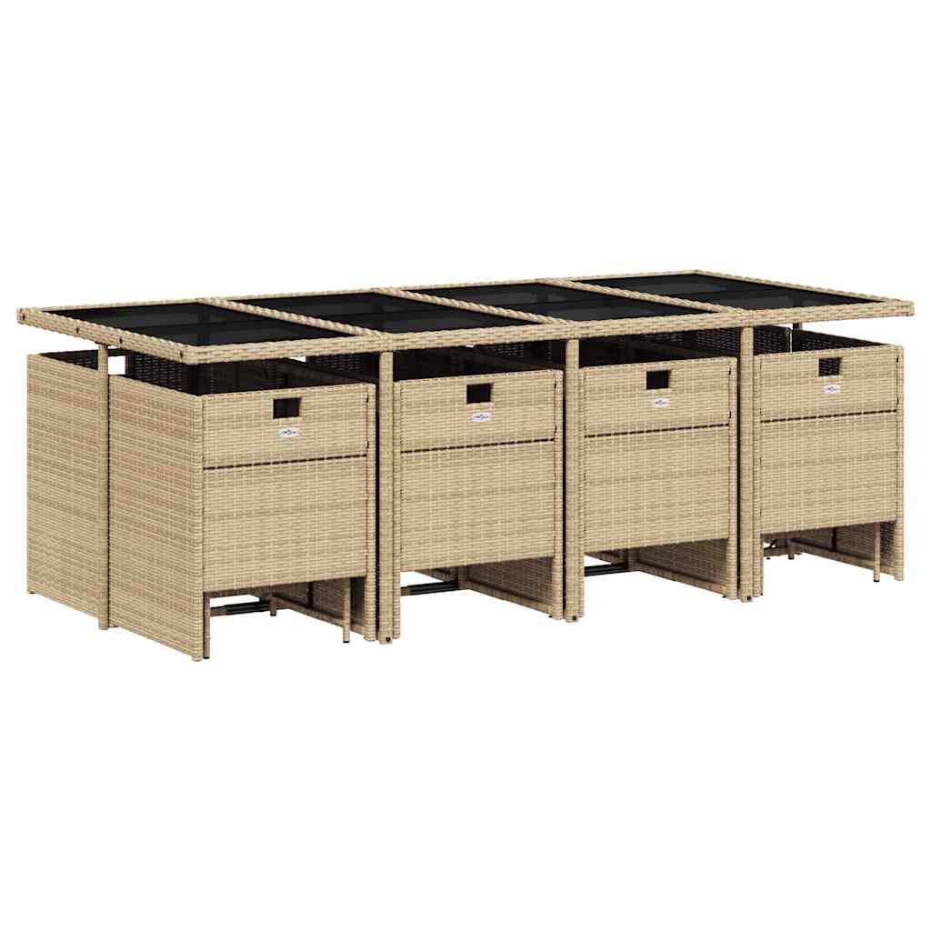Set Pranzo da Giardino 13 pz con Cuscini Beige Misto Polyrattan | homemem39