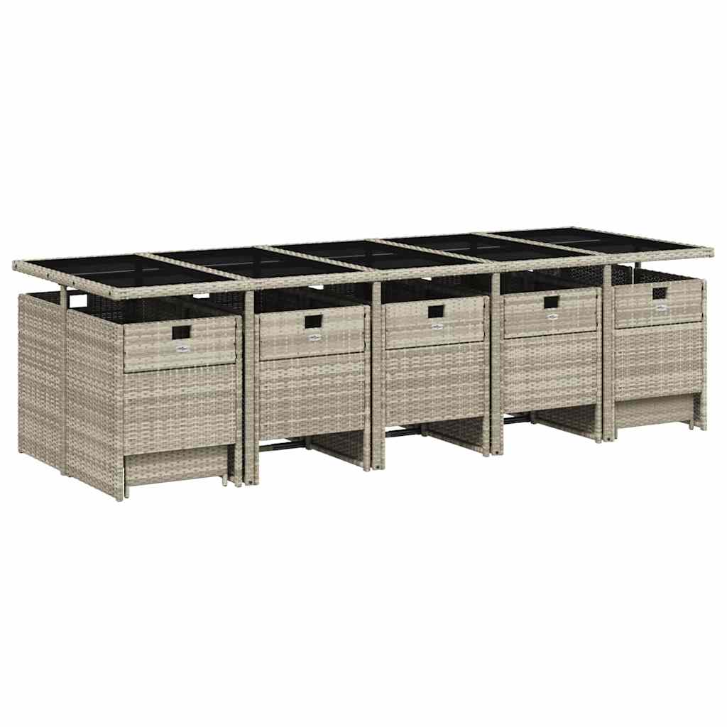 Set da Pranzo da Giardino 15 pz con Cuscini Grigio Polyrattan | homemem39