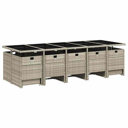 Set da Pranzo da Giardino 15 pz con Cuscini Grigio Polyrattan | homemem39