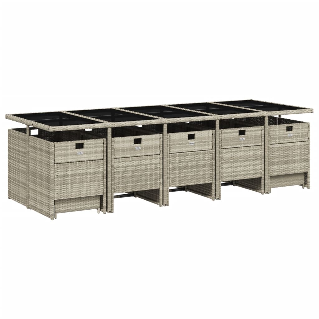 Set da Pranzo da Giardino 15 pz con Cuscini Grigio Polyrattan - homemem39