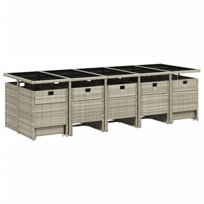 Set da Pranzo da Giardino 15 pz con Cuscini Grigio Polyrattan - homemem39