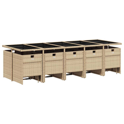 Set Pranzo da Giardino 15 pz con Cuscini Beige Misto Polyrattan | homemem39