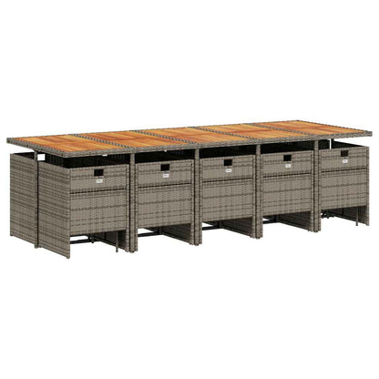 Set da Pranzo da Giardino 15 pz con Cuscini Grigio Polyrattan | homemem39