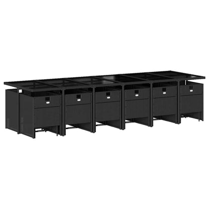 Set da Pranzo da Giardino 17 pz con Cuscini Nero in Polyrattan | homemem39