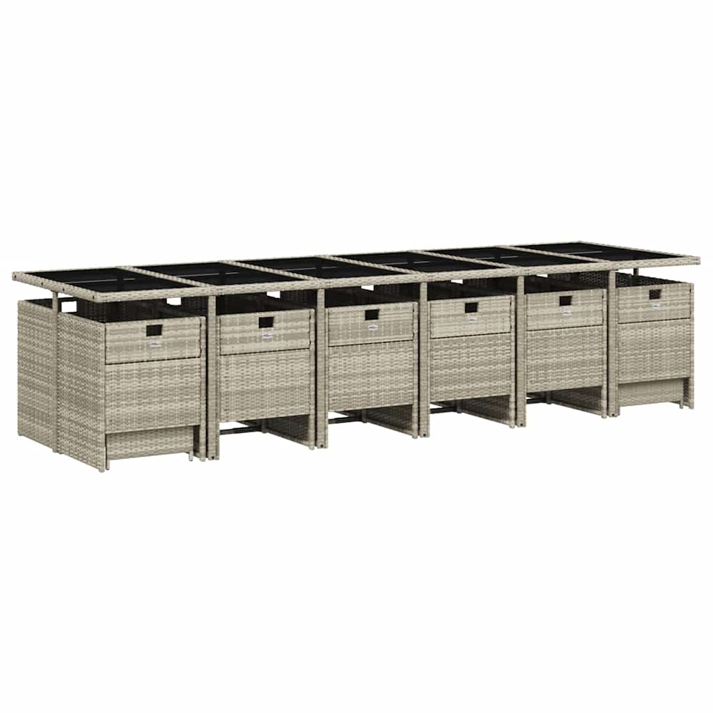 Set da Pranzo da Giardino 17pz con Cuscini Grigio in Polyrattan | homemem39