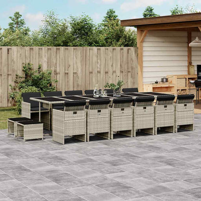 Set da Pranzo da Giardino 17pz con Cuscini Grigio in Polyrattan | homemem39
