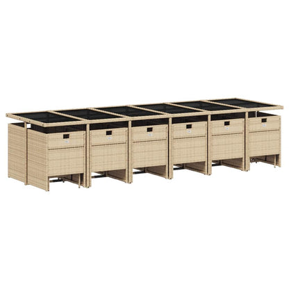 Set Pranzo da Giardino 17 pz con Cuscini Beige Misto Polyrattan | homemem39