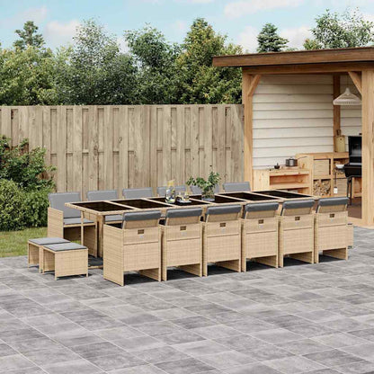 Set Pranzo da Giardino 17 pz con Cuscini Beige Misto Polyrattan | homemem39