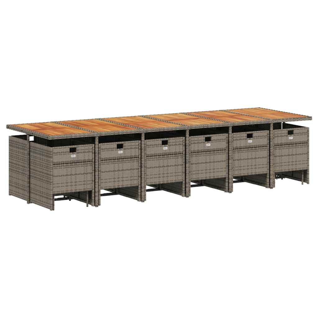 Set da Pranzo da Giardino 17pz con Cuscini Grigio in Polyrattan | homemem39