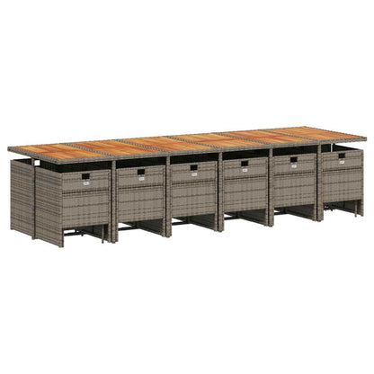 Set da Pranzo da Giardino 17pz con Cuscini Grigio in Polyrattan | homemem39