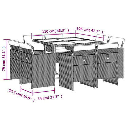 Set da Pranzo da Giardino 9pz con Cuscini Marrone in Polyrattan | homemem39