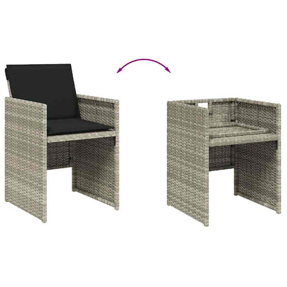 Set Pranzo Giardino 11pz con Cuscini Grigio Chiaro Polyrattan | homemem39
