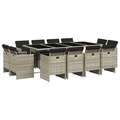 Set da Pranzo da Giardino 13pz con Cuscini Grigio in Polyrattan | homemem39