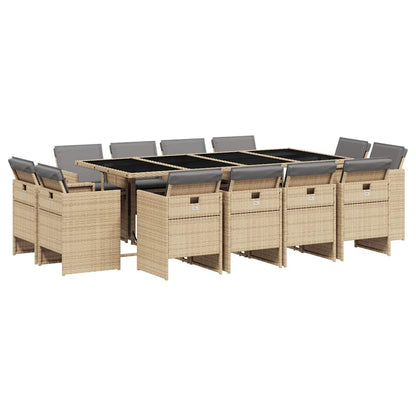Set Pranzo da Giardino 13 pz con Cuscini Beige Misto Polyrattan | homemem39