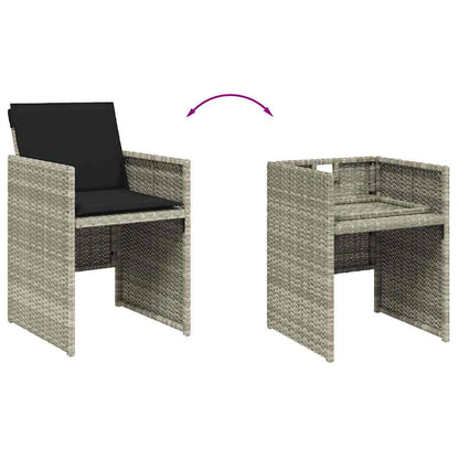 Set da Pranzo da Giardino 15 pz con Cuscini Grigio Polyrattan | homemem39