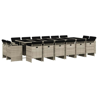 Set da Pranzo da Giardino 17pz con Cuscini Grigio in Polyrattan | homemem39