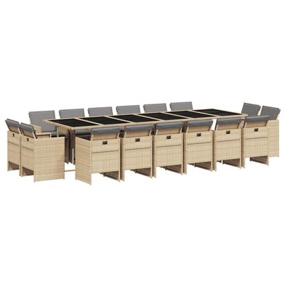 Set Pranzo da Giardino 17 pz con Cuscini Beige Misto Polyrattan | homemem39