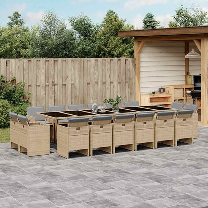 Set Pranzo da Giardino 17 pz con Cuscini Beige Misto Polyrattan | homemem39