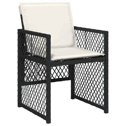 Set da Pranzo da Giardino 5 pz Nero con Cuscini in Polyrattan | homemem39